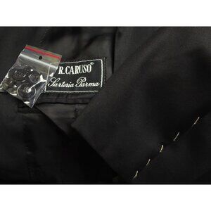 Raffaele Caruso Sartoria Parma Loro Piana S120s Wool Black 2 Pc Suit 42R US NEW